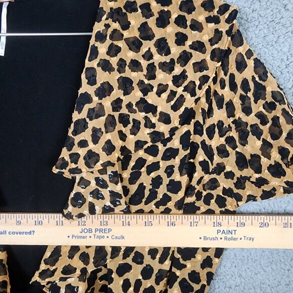 Free People Frenchie Leopard Print Ruffle Wrap Dress Women's Size M Animal Print - Picture 9 of 10